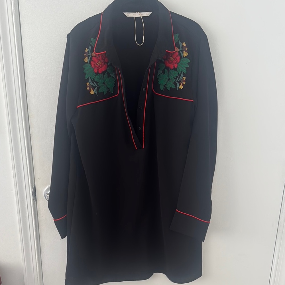 Zara Black Dress with Subtle Embroidery